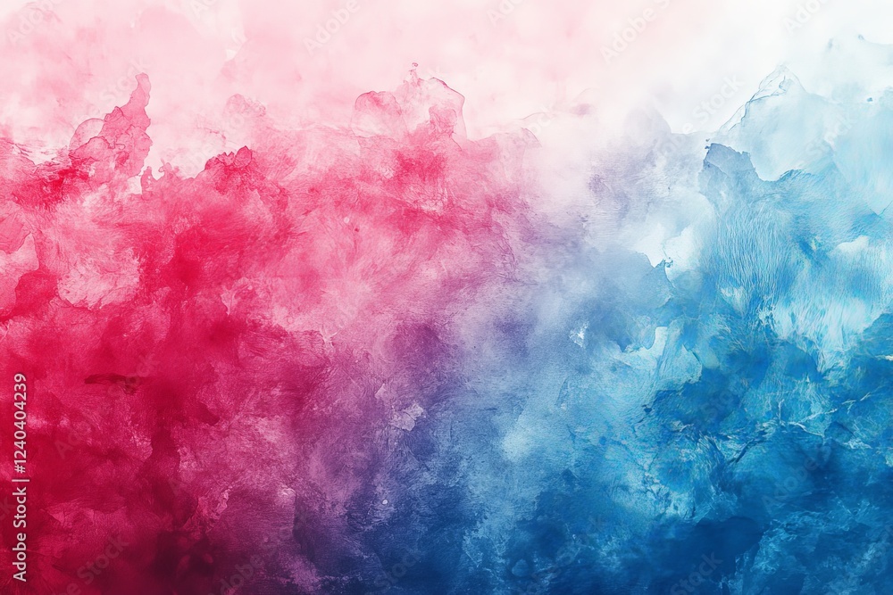 Fototapeta premium Abstract artwork displaying vibrant red and blue colors in a soft gradient pattern with cloud-like textures