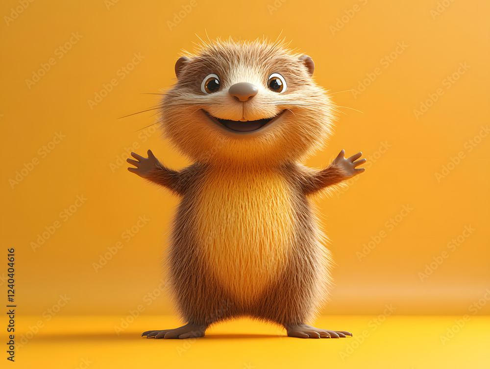 Cheerful Groundhog Character Exudes Positivity With Joyful Expression and Vibrant Background Demonstrating the Spirit of Spring Festivities Cheerful Groundhog Character Exudes Positivity With Joyful Expression and Vibrant Background Demonstrating the Spirit of Spring Festivities