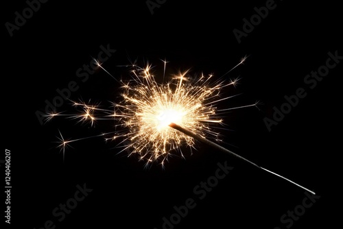 Sparkler illuminating the darkness during a festive celebration at night photo