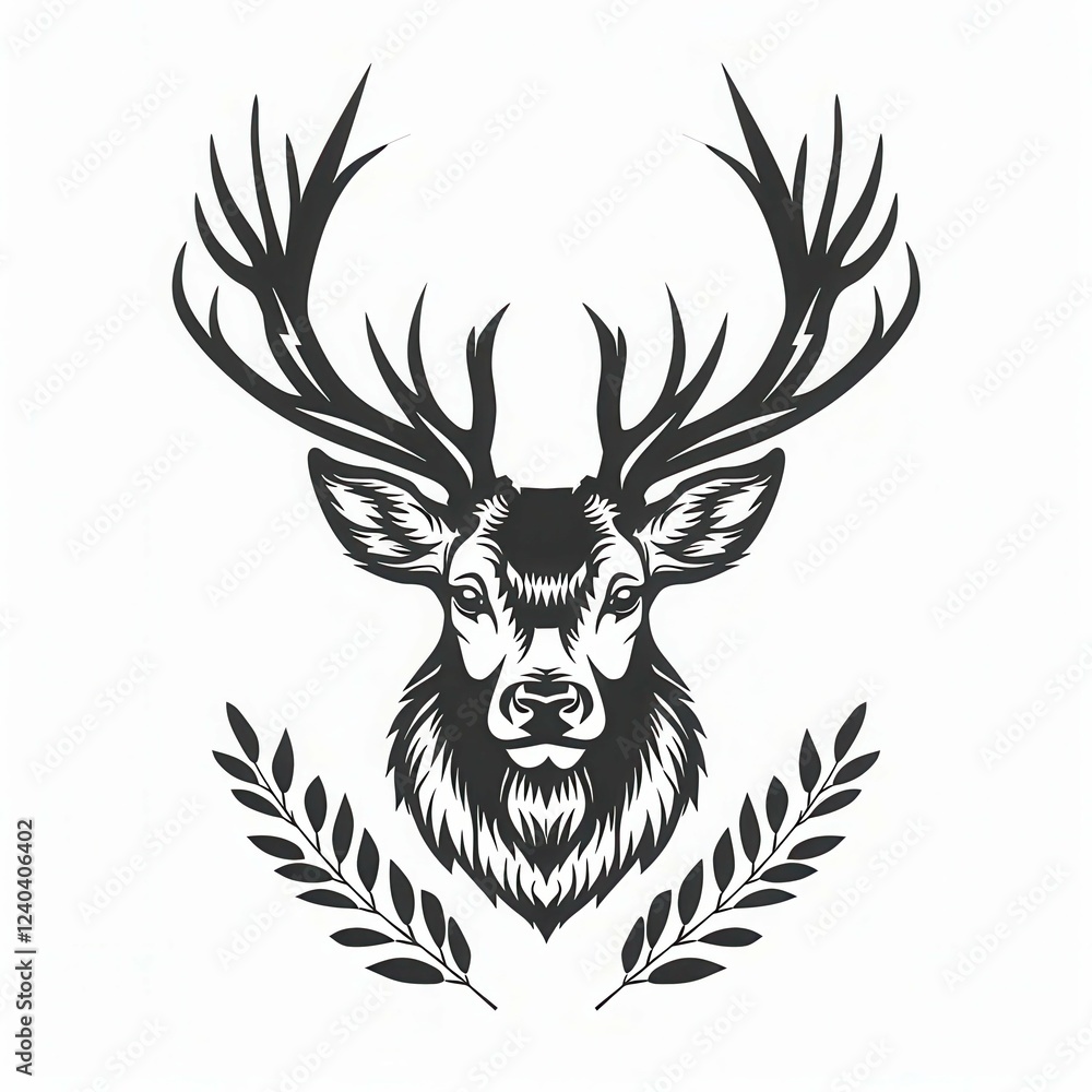 Obraz premium Stylized deer head with intricate antlers design.