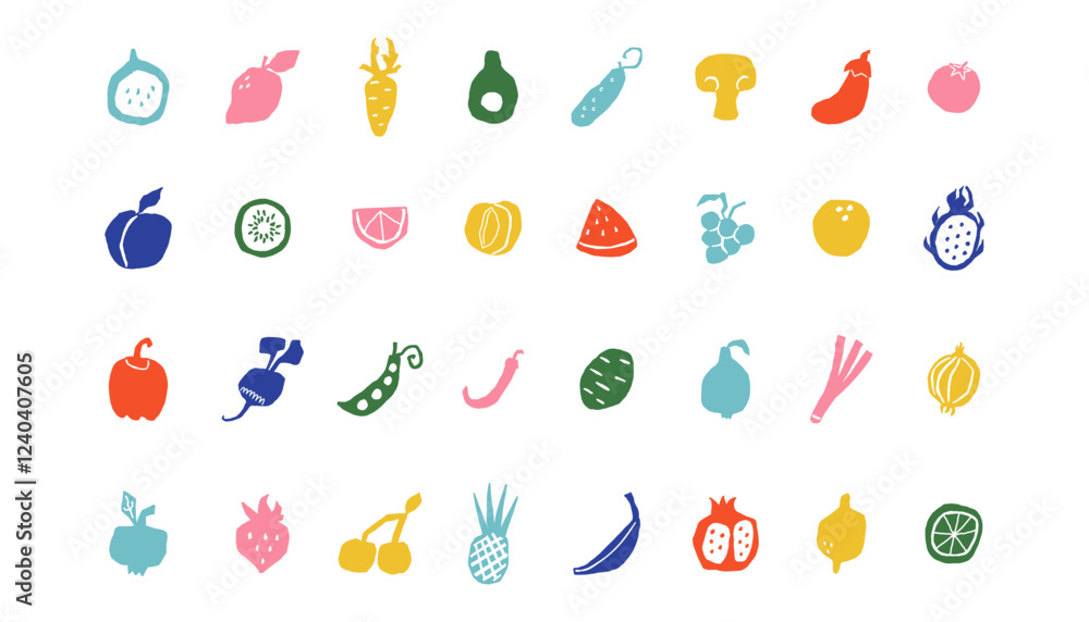 Foto Fruit doodle abstract