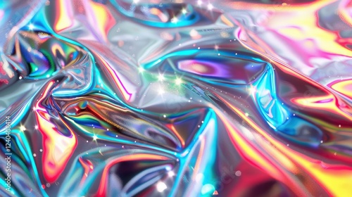 Holographic foil texture. Abstract background. 3d rendering, 3d illustration.