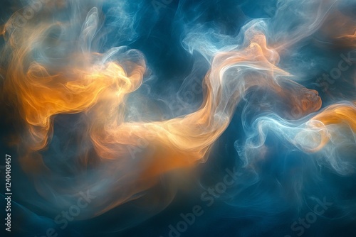 Colorful abstract smoke swirling against a dark background with dynamic movement and fluidity