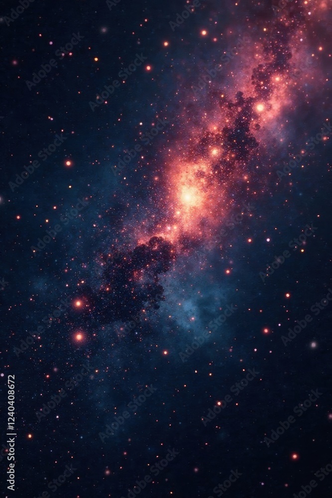 Naklejka premium Infinite black canvas scattered with diamond-like starlight , celestial, night, cosmic dust