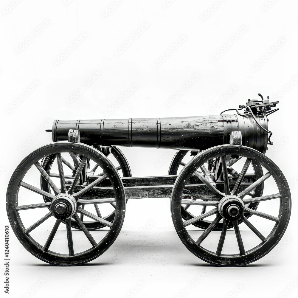 Fototapeta premium Vintage steam engine on wooden wheels.