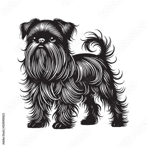 Brussels Griffon Dog Silhouette - Minimalist Dog Design - Brussels Griffon Vector - Illustration of Brussels Griffon Dog.