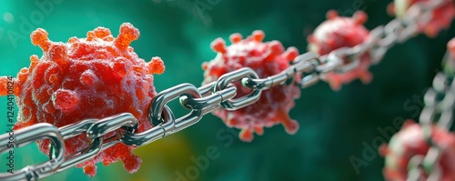 Virus chain linked with metal elements.