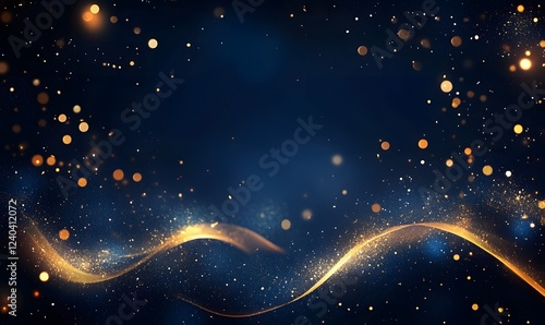 Elegant abstract background with dark blue and gold particles © RM Graphics
