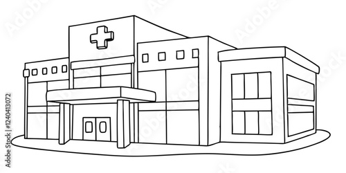  drawing depicts a clean hospital building, illustrating the minimal medical healthcare infrastructure.
