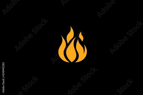 Unique flames symbol representing fire in a minimalistic design on a black background for artistic use