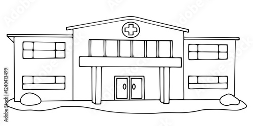  drawing depicts a clean hospital building, illustrating the minimal medical healthcare infrastructure.