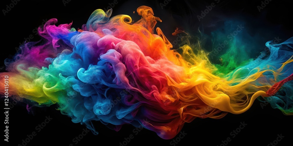 Fototapeta premium Vibrant colorful smoke explosion in abstract art style with dynamic and swirling colors, evoking a sense of energy and movement , abstract art, color smoke explosion