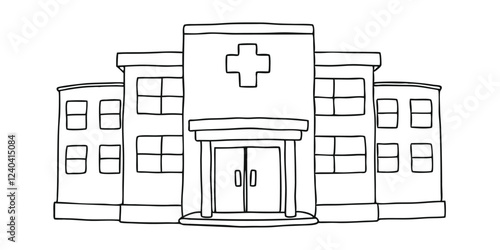  drawing depicts a clean hospital building, illustrating the minimal medical healthcare infrastructure.