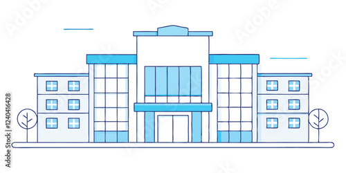  drawing depicts a clean hospital building, illustrating the minimal medical healthcare infrastructure.