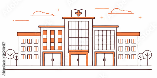  drawing depicts a clean hospital building, illustrating the minimal medical healthcare infrastructure.