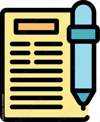 Stylized icon of a pen completing a contract signing or writing notes on a document