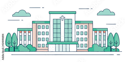 drawing depicts a clean hospital building, illustrating the minimal medical healthcare infrastructure.
