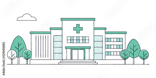  drawing depicts a clean hospital building, illustrating the minimal medical healthcare infrastructure.