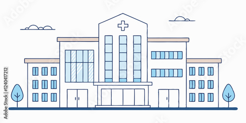  drawing depicts a clean hospital building, illustrating the minimal medical healthcare infrastructure.