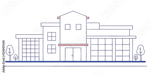  drawing depicts a clean hospital building, illustrating the minimal medical healthcare infrastructure.