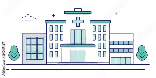  drawing depicts a clean hospital building, illustrating the minimal medical healthcare infrastructure.