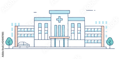  drawing depicts a clean hospital building, illustrating the minimal medical healthcare infrastructure.