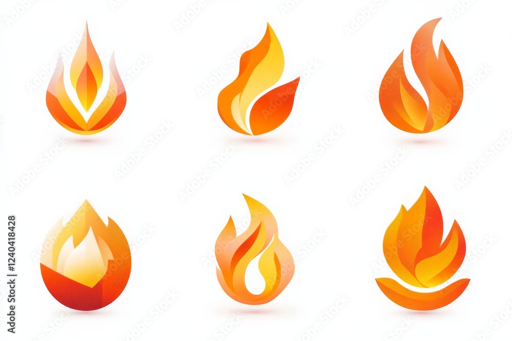 Collection of vibrant flame icons representing various fire designs suitable for digital artwork and graphics Collection of vibrant flame icons representing various fire designs suitable for digital artwork and graphics