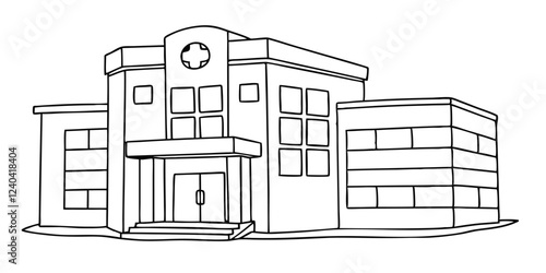  drawing depicts a clean hospital building, illustrating the minimal medical healthcare infrastructure.