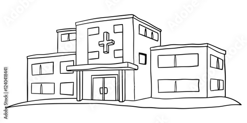  drawing depicts a clean hospital building, illustrating the minimal medical healthcare infrastructure.