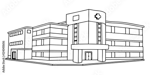  drawing depicts a clean hospital building, illustrating the minimal medical healthcare infrastructure.