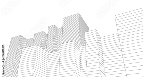 abstract geometric houses 3d rendering