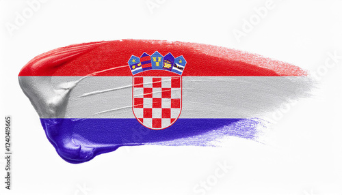Φωτογραφία Paint Smear In The Colors Of The Croatia Flag on a White Background