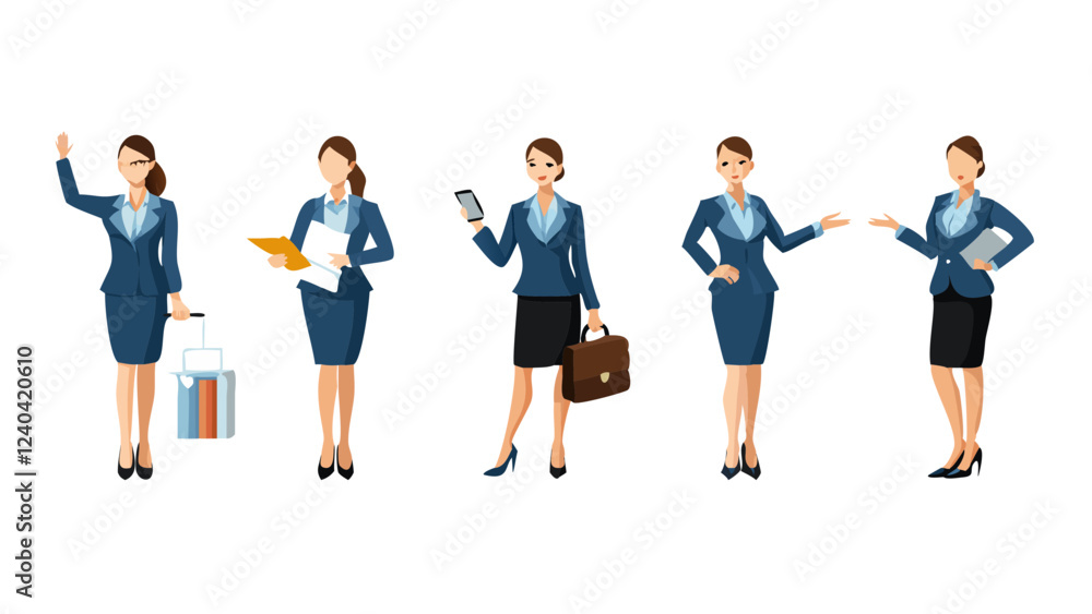 set of business woman character, postures and poses illustration collection, business people group set of business woman character, postures and poses illustration collection, business people group