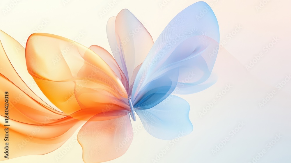 Fototapeta premium Abstract Butterfly Wings Design: Serene Pastel Hues and Flowing Lines Artwork