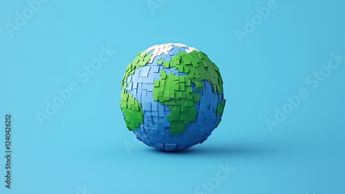 A colorful, three-dimensional puzzle globe on a blue background, representing Earth and its continents in a playful, illustrative style.
