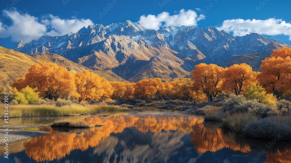 Naklejka premium Autumnal Mountain Lake Reflection