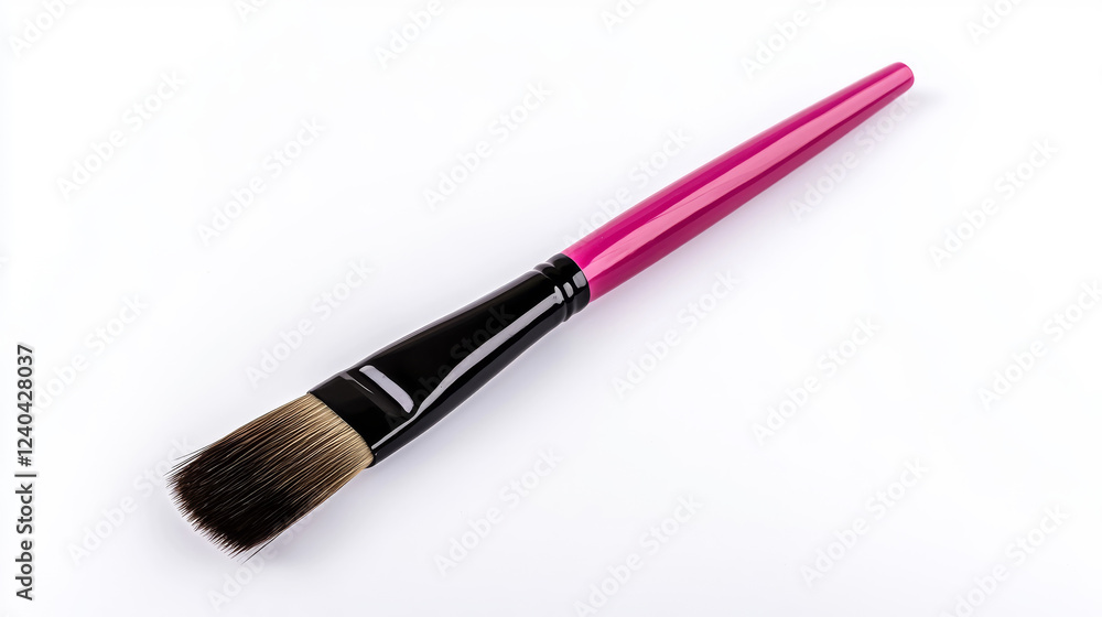 Short Handled Angled Paintbrush with Pink and Black Design for Art and Craft Projects Short Handled Angled Paintbrush with Pink and Black Design for Art and Craft Projects