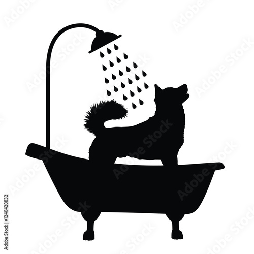 The silhouette bathing dogs.