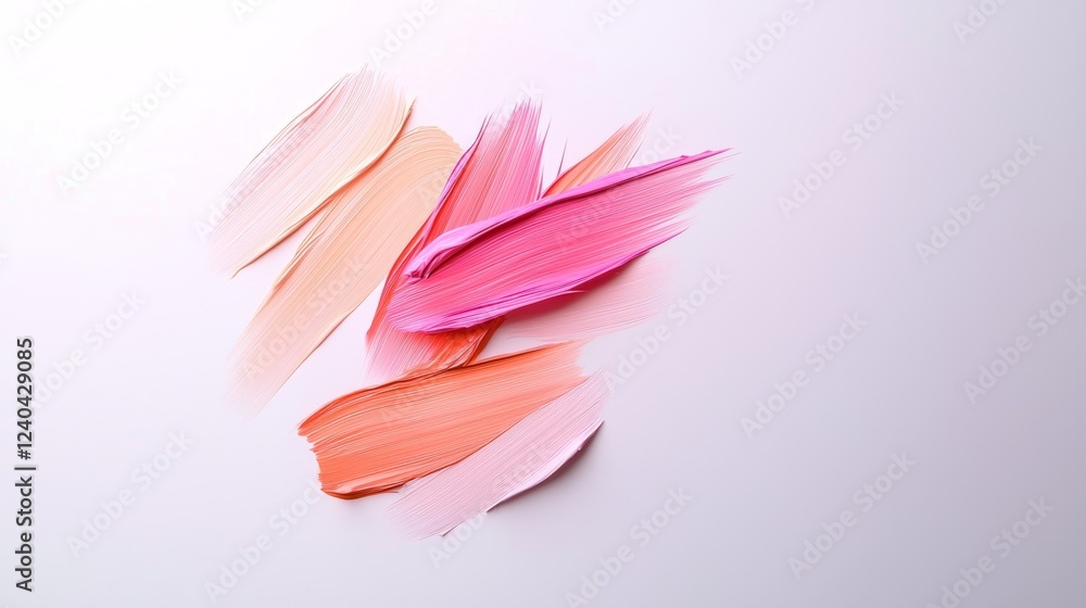 Fototapeta premium Vibrant Gradient Paint Strokes on White Surface for Creative Artwork Background