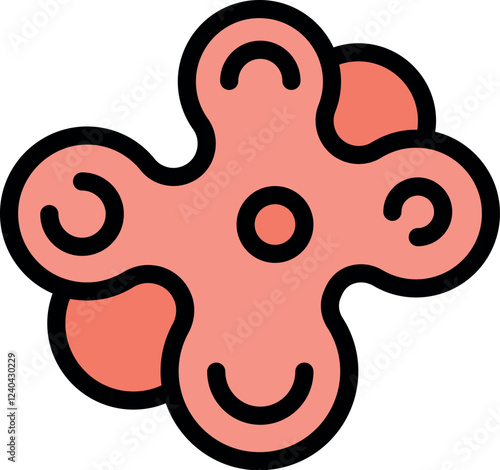 Pink fidget spinner rotating and keeping balance, designed in cartoon style on white background