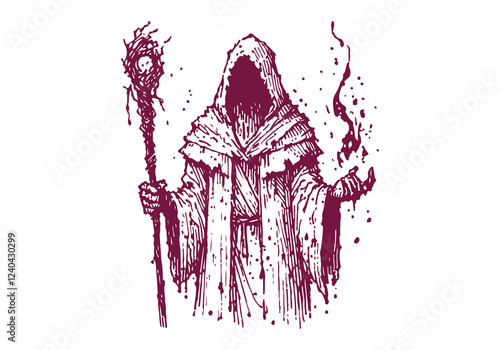 Wizard hand drawn sketch vector