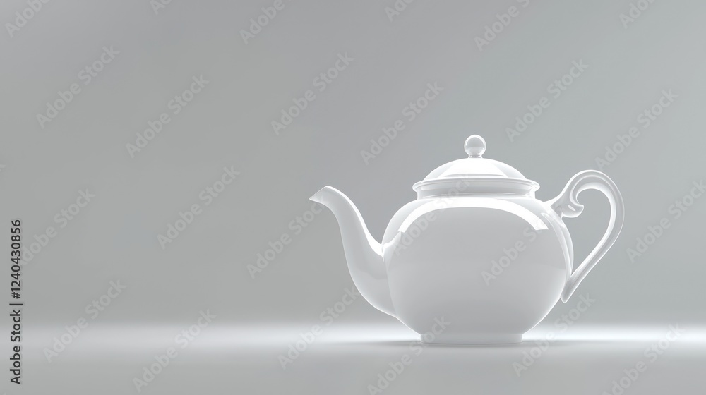 Elegant White Teapot on a Minimalist Background Elegant White Teapot on a Minimalist Background