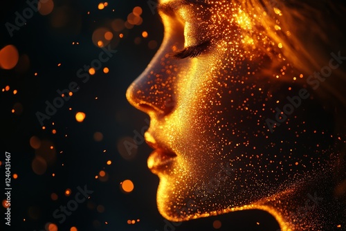 Sparkling beauty captured in golden light against a dark backdrop at twilight