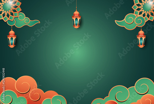 Canvas Print ISLAMIC BACKGROUND WOTH CLOUD AND ORNAMENT