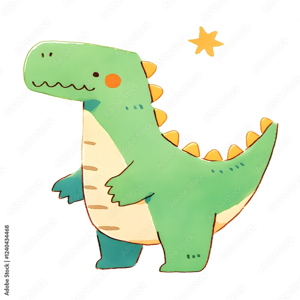 Fototapeta premium Cute children's dinosaur character illustration,