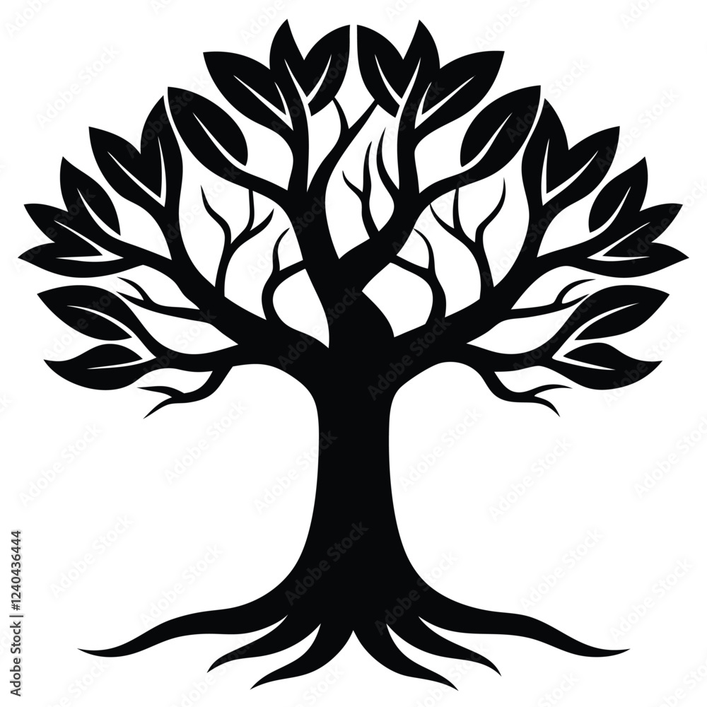 Obraz premium Tree silhouette illustration on white background