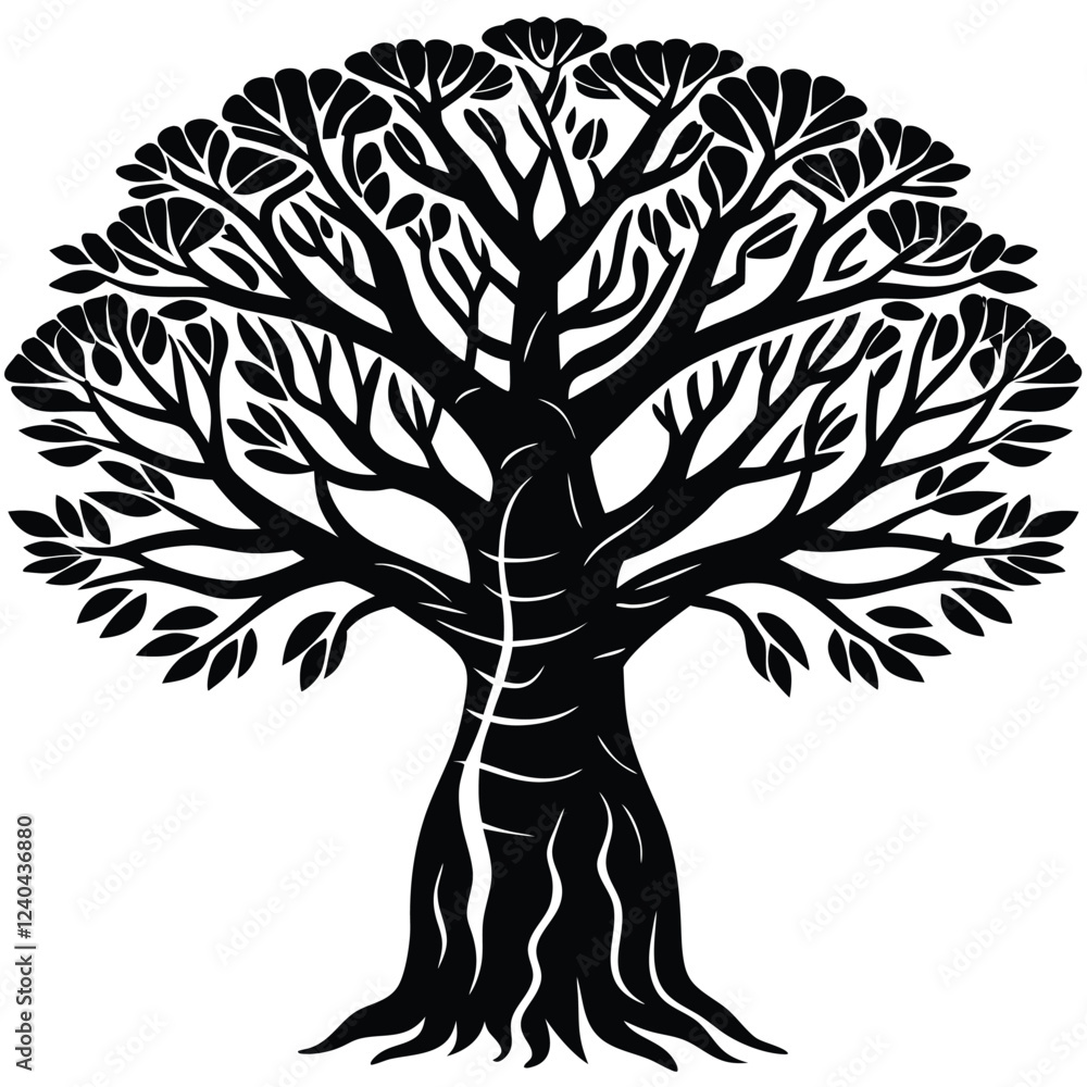 Obraz premium Tree silhouette illustration on white background