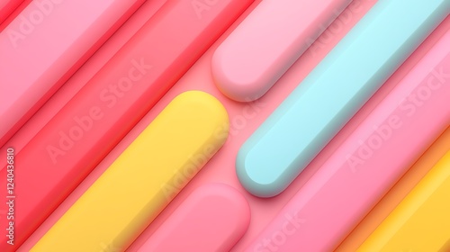 Colorful Abstract Background with Smooth Lines and Layers in Pink, Yellow, and Blue Tones