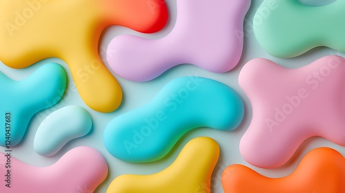 Colorful Abstract Shapes in Smooth Texture on Light Background for Creative Design and Art Projects