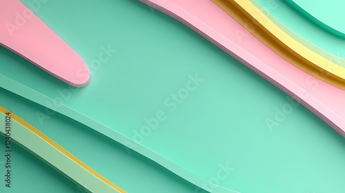 Colorful Abstract Waves on Smooth Background with Soft Pastel Shades and Flowing Lines in Tranquil Composition